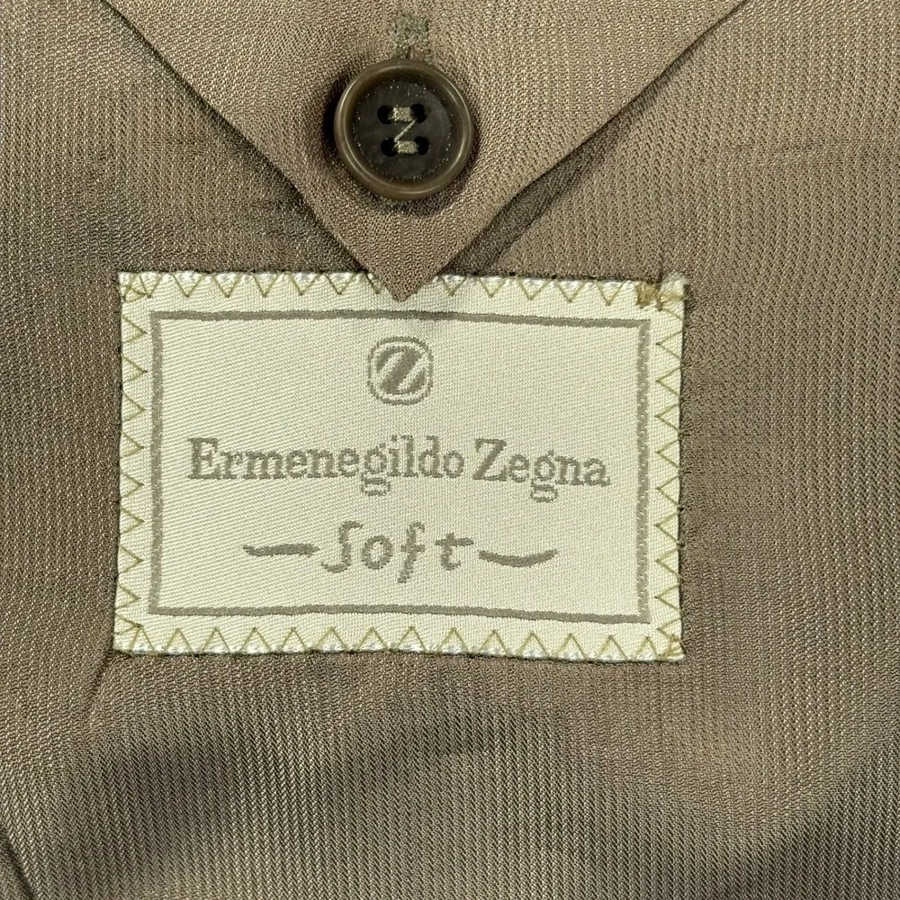 Ermenegildo Zegna Wool Silk Sport Coat Mens 40US 50IT Tan Taupe Textured Slub